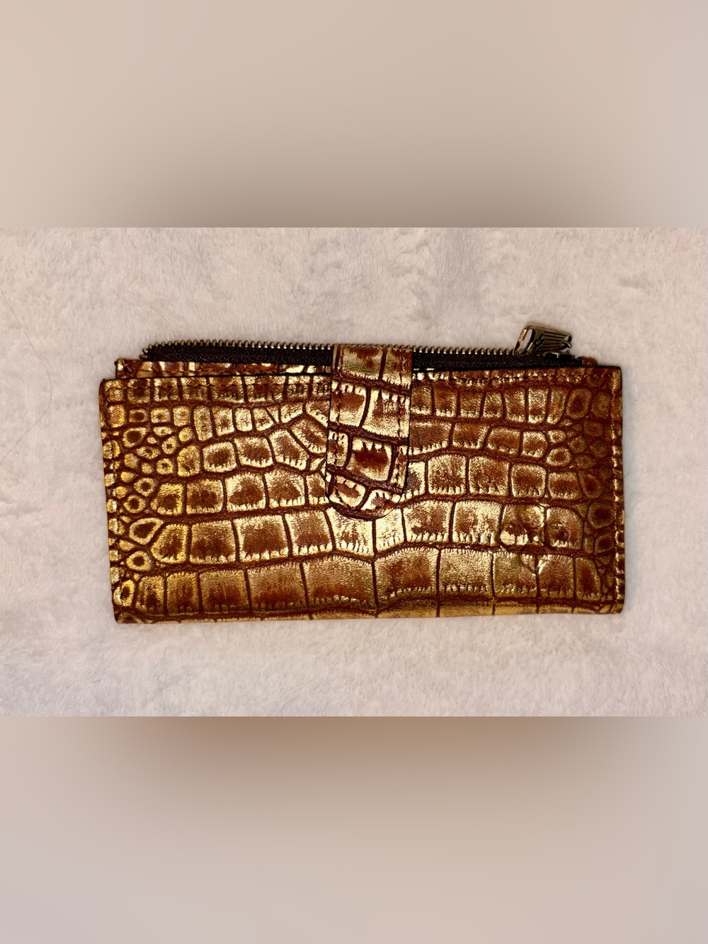 Patricia Nash Nazari Gold Leather Crocodile Wallet